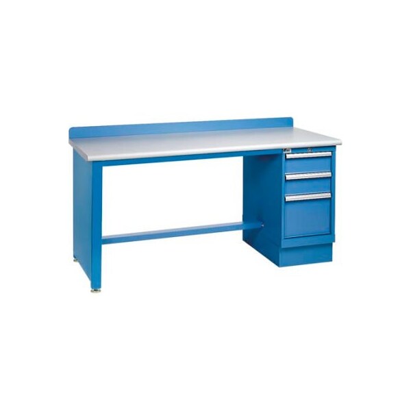 Lista International Technical Workbench w/Tech Leg, 3 Drawer Cabinet, Plastic Laminate Top - Blue XSTB23-72PT/BB - main